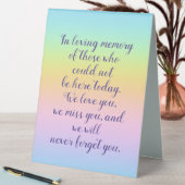Plaque De Table Magnifique Pastel Rainbow Mariage Memorial (En SItu (Tableau))