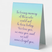 Plaque De Table Magnifique Pastel Rainbow Mariage Memorial (Verso)