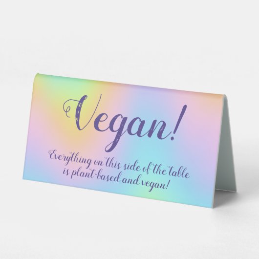 Plaque De Table Magnifique Pastel Rainbow Mariage "Vegan" (Recto)