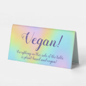 Plaque De Table Magnifique Pastel Rainbow Mariage "Vegan" (Verso)