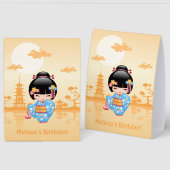 Plaque De Table Maiko Kokeshi Cute Japanese Geisha Yellow (Recto/Verso)