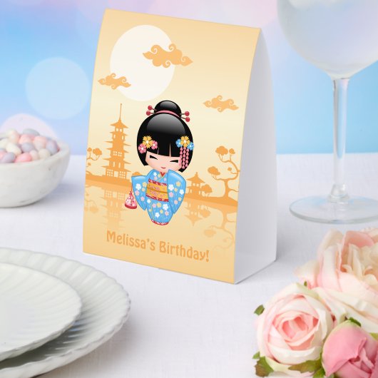 Plaque De Table Maiko Kokeshi Cute Japanese Geisha Yellow (Insitu (mariage))