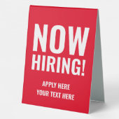 Plaque De Table Maintenant Embauche de la table d'emploi d'entrepr (Verso)