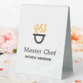 Plaque De Table Maître chef ajouter nom poêle noir feu fumée co (In SItu (Mariage))