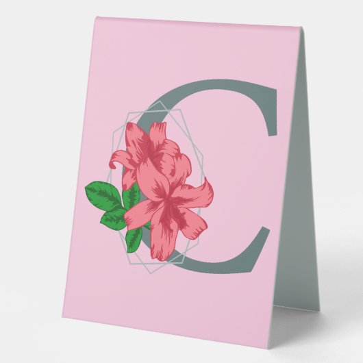 Plaque De Table Majuscule C monogramme floral (Recto)