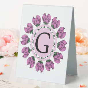 Plaque De Table Majuscule G monogramme floral