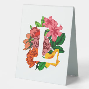 Plaque De Table Majuscule L monogramme floral