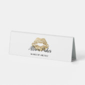 Plaque De Table MAKEUP ARTIST Gold Logo Kiss Nom Blanc (Verso)