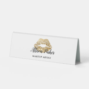 Plaque De Table MAKEUP ARTIST Gold Logo Kiss Nom Blanc