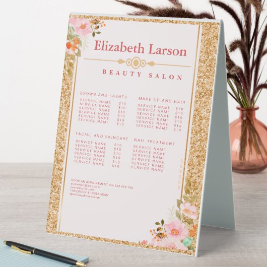 Plaque De Table Maquillage Artiste Beauté Cheveux Salon Table Tent (En SItu (Tableau))