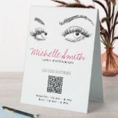 Plaque De Table Maquillage Artiste Lashes Brows Black White QR Cod (En SItu (Tableau))