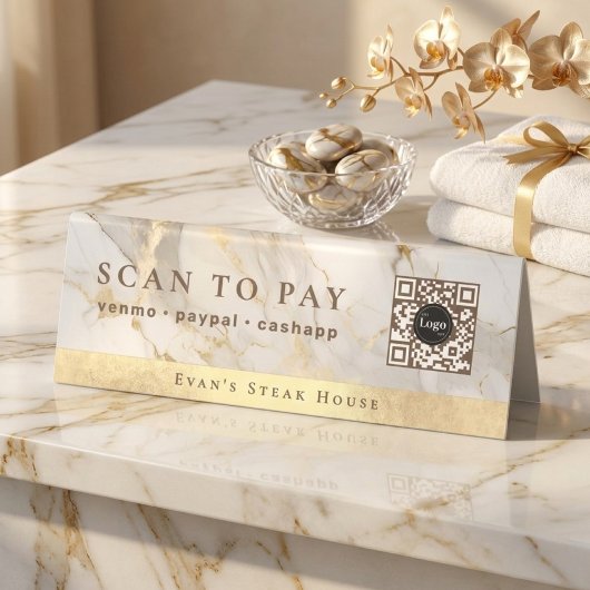 Plaque De Table Marbre blanc agate élégant Code QR Scan pour payer