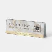 Plaque De Table Marbre blanc agate élégant Code QR Scan pour payer (Verso)