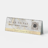 Plaque De Table Marbre blanc agate élégant Code QR Scan pour payer (Recto)