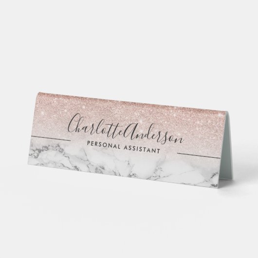 Plaque De Table Marbre noir moderne rose or parties scintillant om (Recto)