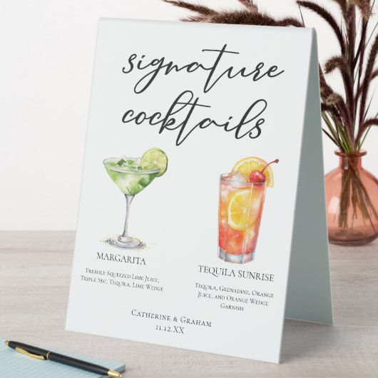 Plaque De Table Margarita Tequila Sunrise Mariage Cocktails Menu (En SItu (Tableau))