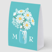 Plaque De Table Marguerites de mariage Pot Mason Monogramme Initia (Arrière)