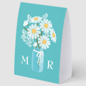 Plaque De Table Marguerites de mariage Pot Mason Monogramme Initia (Recto)