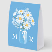 Plaque De Table Marguerites de mariage Pot Mason Monogramme Initia (Arrière)