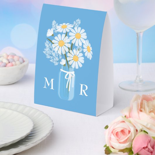 Plaque De Table Marguerites de mariage Pot Mason Monogramme Initia (Insitu (mariage))