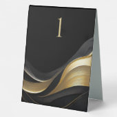 Plaque De Table Mariage Abstrait moderne noir et or élégant (Verso)