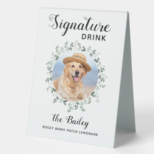 Plaque De Table Mariage animal Signature Boire barre de chien Phot (Recto)