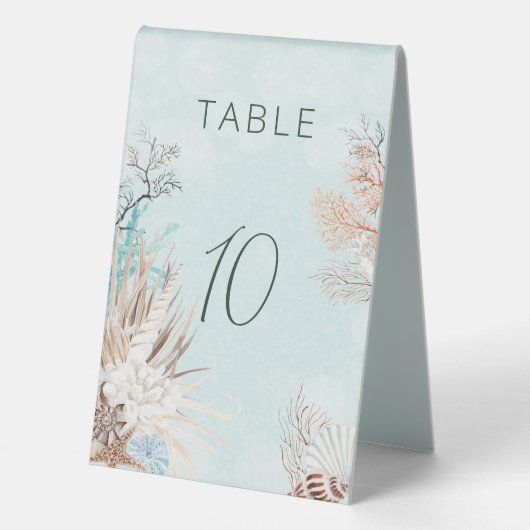 Plaque De Table Mariage Aqua Ocean & Shells (Verso)