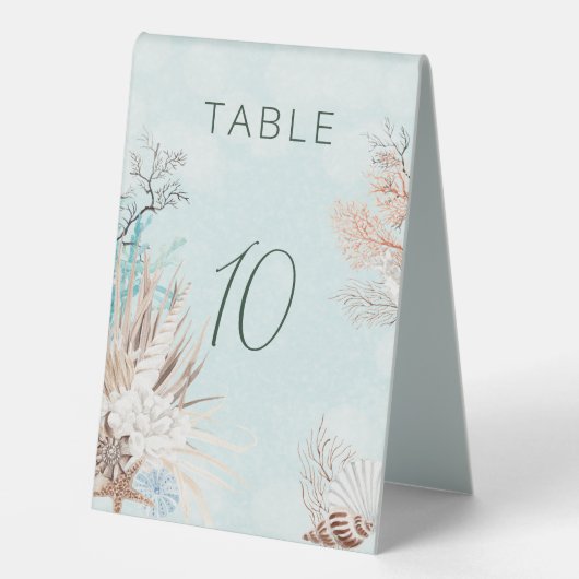 Plaque De Table Mariage Aqua Ocean & Shells (Recto)