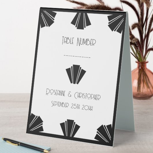 Plaque De Table Mariage Art Déco Noir Et Blanc (En SItu (Tableau))