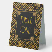 Plaque De Table Mariage Art déco noir et or Numéros de tableau (Recto)