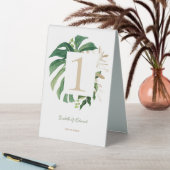 Plaque De Table Mariage aux feuilles de Monstera vert tropical or (En SItu (Tableau))