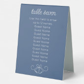 Plaque De Table Mariage bleu Dusty Numéro de table Signer avec des (Verso)