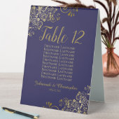 Plaque De Table Mariage bleu Gold Navy Tableau Numéro de siège (En SItu (Tableau))