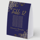 Plaque De Table Mariage bleu Gold Navy Tableau Numéro de siège (Recto)