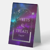 Plaque De Table Mariage Bonbons et Friandises Célestes Violets (Verso)