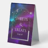 Plaque De Table Mariage Bonbons et Friandises Célestes Violets (Recto)