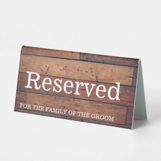 Plaque De Table Mariage campagnard Brown en chêne rustique Réservé (Recto)