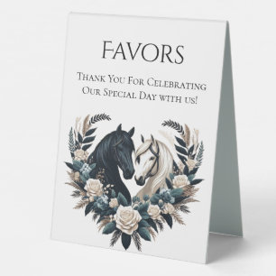 Plaque De Table Mariage campagnard-Chevaux en Amour-Faveurs