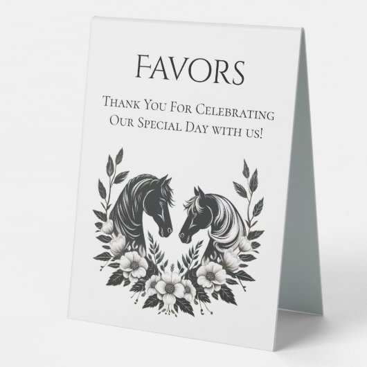 Plaque De Table Mariage campagnard-Chevaux et fleurs (Verso)