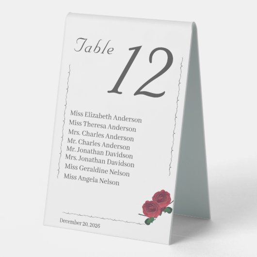 Plaque De Table Mariage catholique Rose fine Numéro de table (Verso)