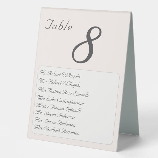 Plaque De Table Mariage Champagne-Rose Numéro de table (Recto)
