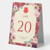 Plaque De Table Mariage chinois rouge violet numéro de tableau (Recto)