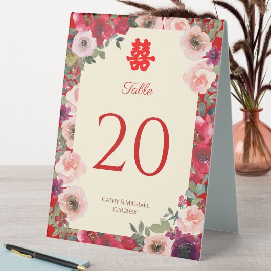 Plaque De Table Mariage chinois rouge violet numéro de tableau (En SItu (Tableau))