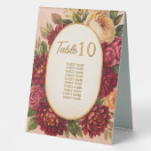 Plaque De Table Mariage d'aquarelle florale de Bourgogne (Recto)