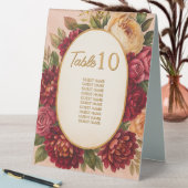 Plaque De Table Mariage d'aquarelle florale de Bourgogne (En SItu (Tableau))