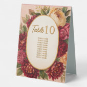 Plaque De Table Mariage d'aquarelle florale de Bourgogne (Verso)