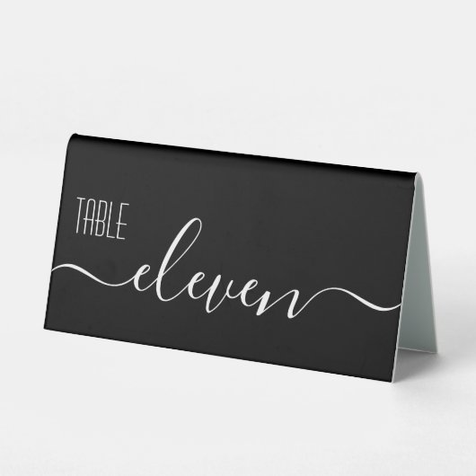 Plaque De Table Mariage de calligraphie noire Numéro de table Onze (Verso)