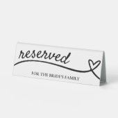 Plaque De Table Mariage de coeur blanc et noir (Recto)