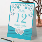 Plaque De Table Mariage de Coeurs d'Amour Turquoise, Argent (En SItu (Tableau))