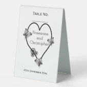 Plaque De Table Mariage de conception cardiaque du papillon noir e (Recto)